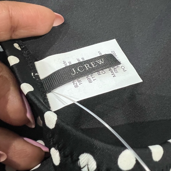 NWT! J.Crew Black White Polka Dots Ruffle Top Plunge Back Swimsuit Size US 10 - Picture 9 of 13